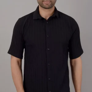 Black Popcorn Half Sleeves Shirt
