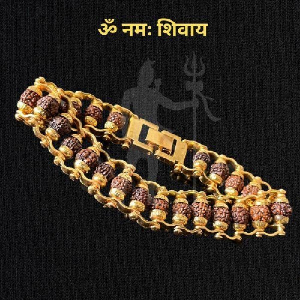 Rudraksha Bracelet With Gold Plating