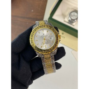 Silver Gold Arabic Luxury Rolex Watch (SG-229379)