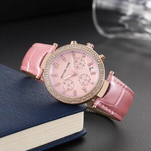 Michael Kors Watch Pink Diamond Chronograph Premium Watch For Women (SG-158)