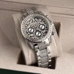 Rolex Watch : Silver Diamond Tiger Stainless Steel Edition Watch (SG-190)