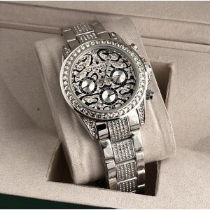 Rolex Watch : Silver Diamond Tiger Stainless Steel Edition Watch (SG-190)