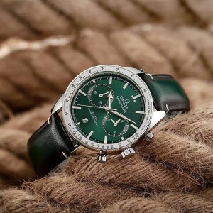 Trending Men's Omega Watch Green With Leather Strap (SG-179)