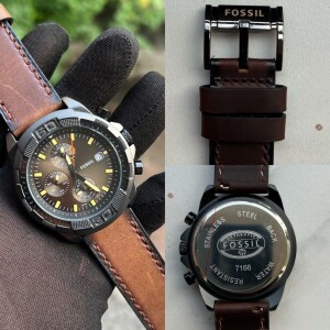 Luxurious Brown Leather Fossil Watch For Men (SG-255)