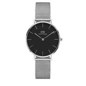 Iconic Silver Strap and Black Dial Daniel Wellington Watch For Men (SG-48)