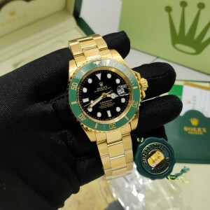 Gold Green Dial Automatic Rolex Submariner Watch For Men (SG-270)
