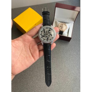 Premium Diamond Spinner Leather Watch (SG-908)