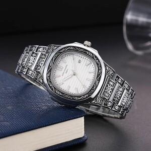 Patek Philippe Watch Silver White For Men (SG-353)