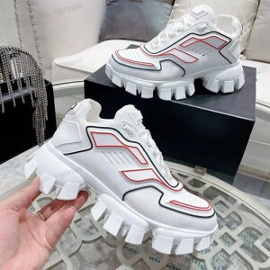 Stylish Prada Cloudbust Thunder White Red Shoes For Men (LL636)