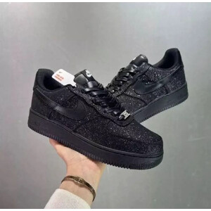 Stylish Nike Air Force 1 All Black Glitter Shoes For Men (LL539)