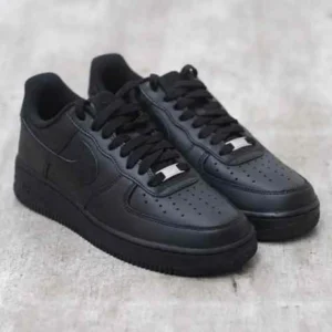 Premium Nike Air Force 1 Black Pure Leather Shoes For Men (SHI518)
