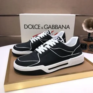 Premium Dolce & Gabbana New Roma Top Low Black Shoes For Men (FST1192)
