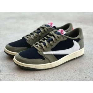 Premium Air Jordan Retro 1 Travis Scott Black Olive Shoes For Men (FST1239)