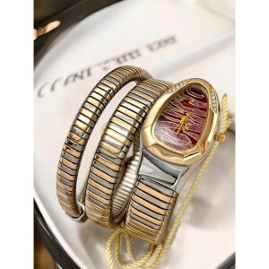 Bvlgari Watch Snake Darcy Two Tune Diamond Gold Brown For Women (SW197)