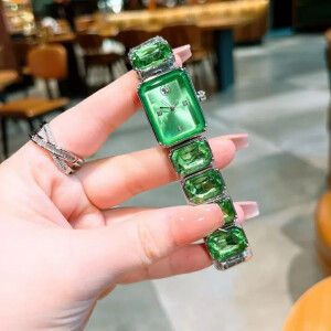 Swarovski Watch Octagon Silver Green For Women (SG161)