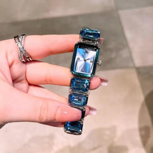 Swarovski Watch Octagon Silver Blue For Women (SG162)