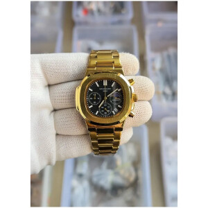 Patek Philippe Watch Nautilus Steel Sun Moon Gold-Black For Men (SL349)