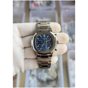 Patek Philippe Watch Nautilus Steel Sun Moon Silver-Blue For Men (SL352)
