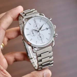 Fossil Watch Commuter Silver White For Men