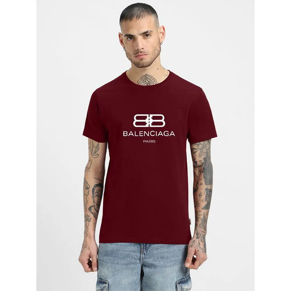 Premium Balenciaga T-shirt Maroon For Men (WA216)