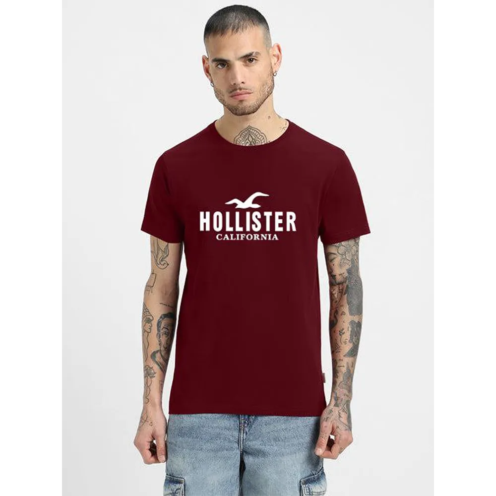 Premium Hollister T-shirt Maroon For Men (WA217)