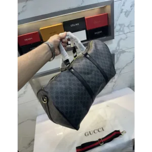 Gucci Black Monogram Luxury Duffel Bag With Dust Bag (BSF291)
