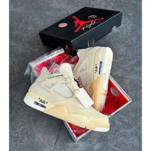 Air Jordan Retro 4 Off White Sail Shoes For Men (BOT110)