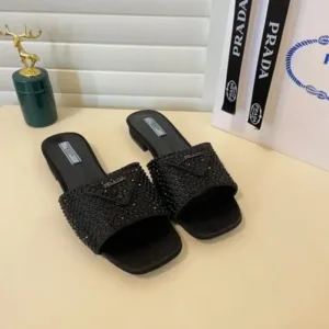 Prada Crystal Diamond Rhinestone Slides For Woman (LAB484)