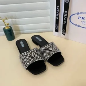 Prada Crystal Diamond Rhinestone Slides For Woman (LAB485)