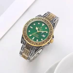 Rolex Watch Oyster Vintage 2Ton-Gold-Green For Men (FIT516)