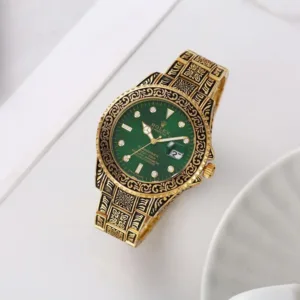 Rolex Watch Oyster Vintage Gold-Green For Men (FIT517)