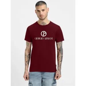 Premium Cotton Giorgio Armani T-shirt Maroon For Men (WA298)