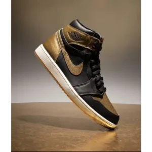 Nike Air Jordan 1 High Black And Gold Shoes For Men (HS213)