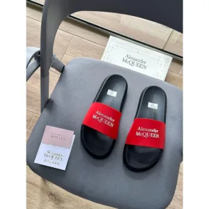Alexander Mcqueen Slide Pool Black Red For Men (LAB832)