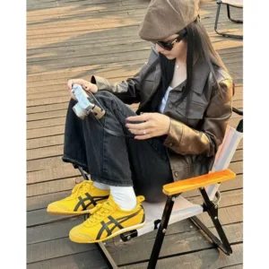 Onitsuka Tiger Mexico 66 Yellow Black Shoes For Women (BSF1049)