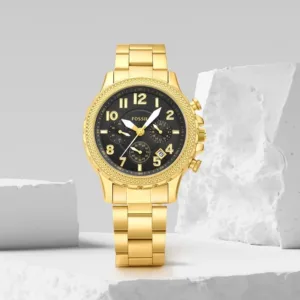 Stylish Fossil Bowman Watch Gold Black For Men (SG1297)