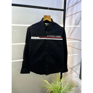 Trendy US Polo Oxford Shirt Black For Men (BOT1067)