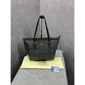 Stylish Coach Signature Tote Bag Black With Dust Bag For Women (SZ791)