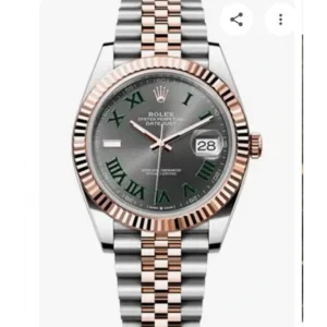 Rolex Oyster Watch Perpetual Roman Rose Gold Icey Green Stainless Steel For Men (SL802)