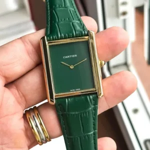 Cartier Tank Watch Gold-Green For Men (SL774)