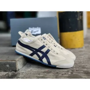 Premium Onitsuka Tiger Slip on Navy Blue Beige Shoes For Men (FT428)
