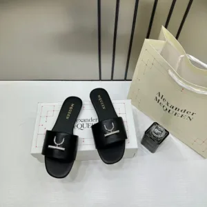 Alexander Mcqueen Slides Leather With Og Box & Carry Bag For Women (LAB1143)