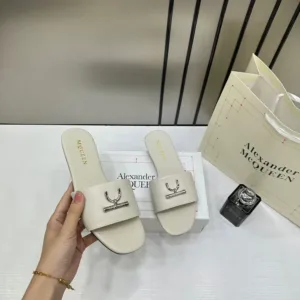 Alexander Mcqueen Slides Leather With Og Box & Carry Bag For Women (LAB1145)