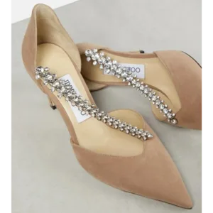 Jimmy Choo Leather Heels Stevie Brown With Original Box And Carry Bag For Women (BSF1030)