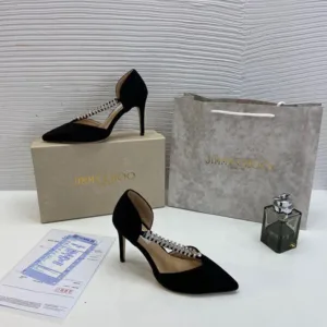 Jimmy Choo Leather Heels Stevie With Original Box And Carry Bag For Women For Women (BSF1031)