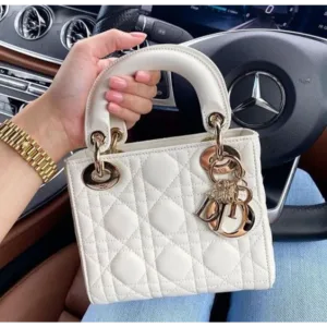 Christian Dior Handbag Lady Dior Leather Matte With OG Box & Dust Bag For Women For Women (LAB1354)