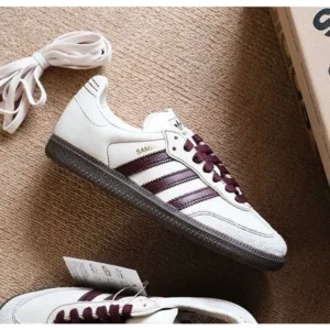 Adidas Samba OG Wonder White Maroon Shoes For Men (LAB1370)